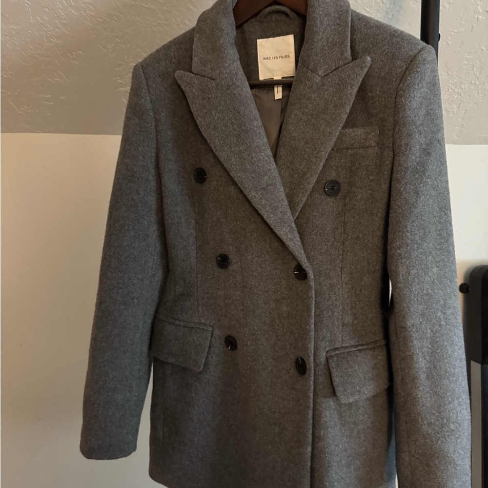 Avec Les Filles Charcoal Double-Breasted Blazer